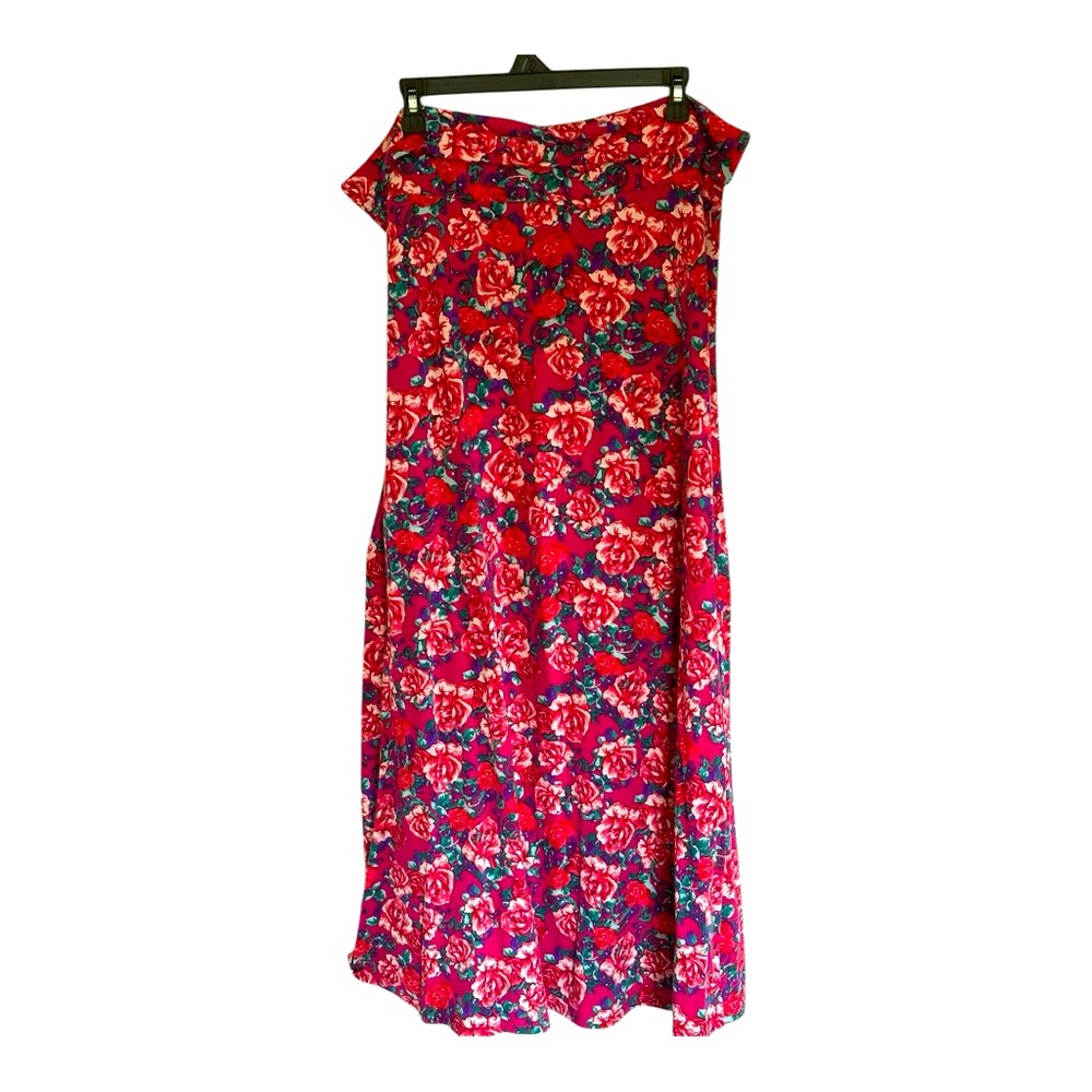 Lularoe Woman’s Size 2X (22) Pink Floral Long Maxi Skirt